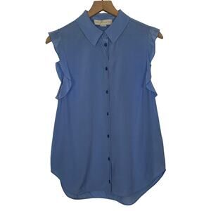 Stella McCartney Silk Sleeveless Ruffle Button Front Collared Top Size 44